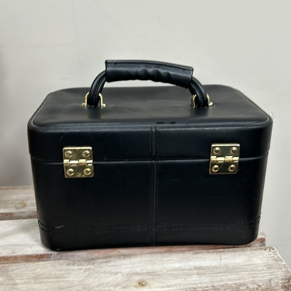 Vintage Amiet Black Leather Beauty Case - Picture 4 of 9